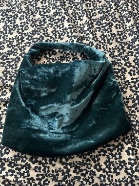 Velvet Hobo Shoulder Bag in Teal Green